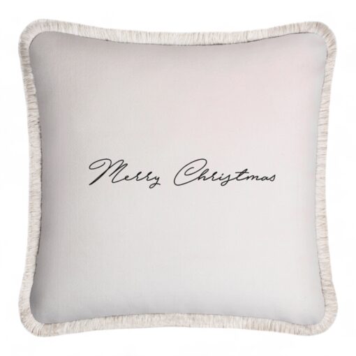 White Merry Christmas Velvet cushion - Styylish