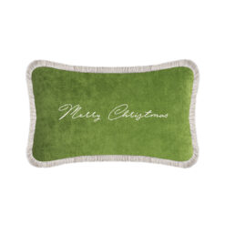 Christmas Happy Pillow Green Velvet- Styylish