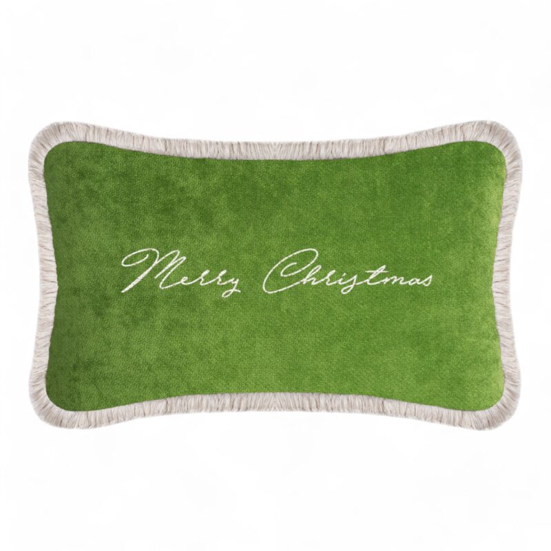 Christmas Happy Pillow Green Velvet- Styylish