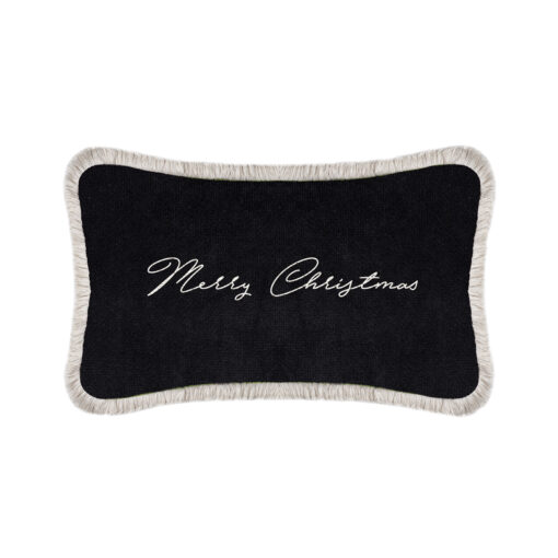 Christmas Happy Pillow Black Velvet- Styylish