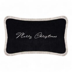 Christmas Happy Pillow Black Velvet- Styylish