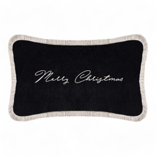 Christmas Happy Pillow Black Velvet- Styylish