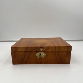 Biedermeier Jewelry Box, Cherry Wood, Ash, Brass, Southern Germany circa 1820