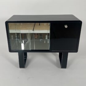 Small Art Deco Bar Cabinet, Black Lacquer, France circa 1930