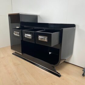 Art Deco Sideboard with Dry Bar, Black Lacquer, France circa 1930