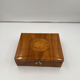 Biedermeier Jewelry Box, Cherry Wood, Ash, Brass, Southern Germany circa 1820