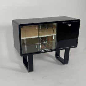 Small Art Deco Bar Cabinet, Black Lacquer, France circa 1930