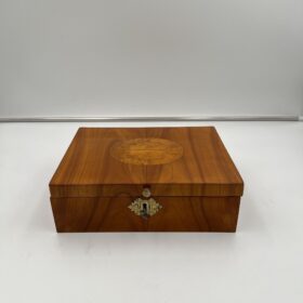 Biedermeier Jewelry Box, Cherry Wood, Ash, Brass, Southern Germany circa 1820