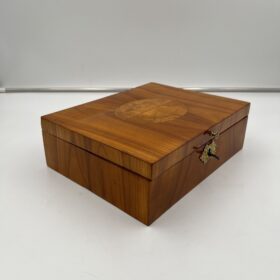 Biedermeier Jewelry Box, Cherry Wood, Ash, Brass, Southern Germany circa 1820