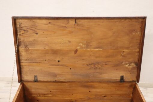 Antique Trunk in Fir Wood, Italy Late 19th Century - Interior Trunk Lid - Styylish