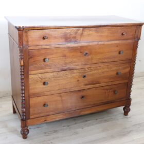 Louis Philippe Antique Chest of Drawers in Solid Walnut, Italy Mid-19th Century