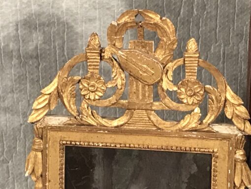 French Louis XVI Mirror- detail of the upper middle part with guitar- Styylish