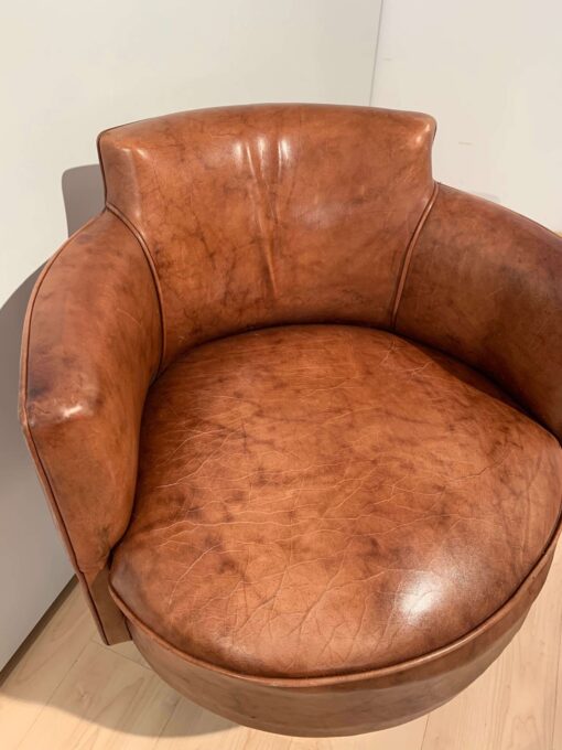 Art Deco Swivel Chair - Leather Detail - Styylish