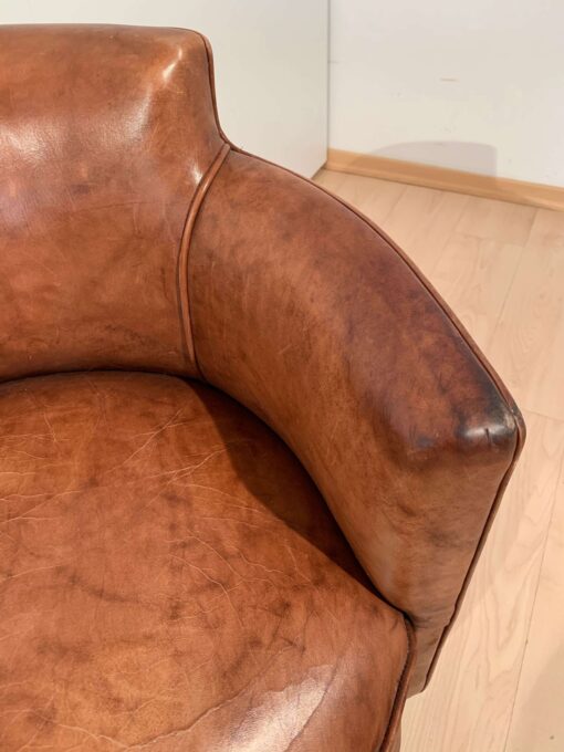 Art Deco Swivel Chair - Leather Armrest Detail - Styylish