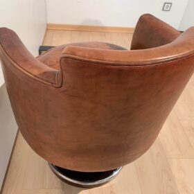 Art Deco Swivel Chair, De Coene Freres, Leather, Rosewood, France circa 1930