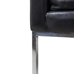 Pair Armchairs Black Leather - Corner Base Profile - Styylish