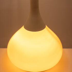 Bottle-Shaped Lamp in White and Opaline Lacquered Metal, 1970s