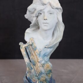 Terracotta Sculpture Bust of Woman, Signed