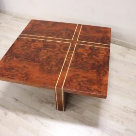 Italian Design Square Coffee Table in Walnut Burl, 1970s