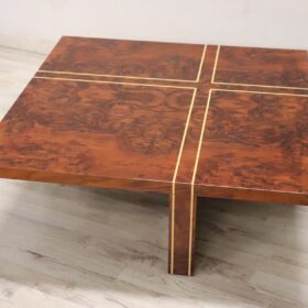 Italian Design Square Coffee Table in Walnut Burl, 1970s