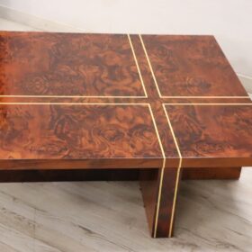 Italian Design Square Coffee Table in Walnut Burl, 1970s