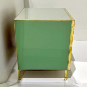 Pair of Bespoke Mid Century Style Dressers, Wood and Glass