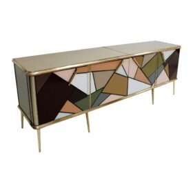 Bespoke Mid-Century Style Sideboard: Wood, Glass, and Brass