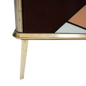 Bespoke Mid-Century Style Sideboard: Wood, Glass, and Brass