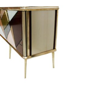 Bespoke Mid-Century Style Sideboard: Wood, Glass, and Brass