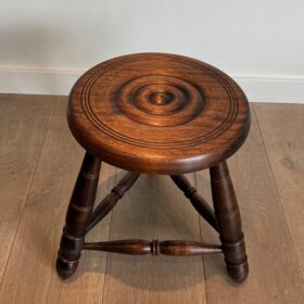 Pair of Turned Wood Stools, att. Charles Dudouyt, circa 1950