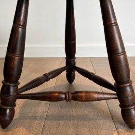 Pair of Turned Wood Stools, att. Charles Dudouyt, circa 1950