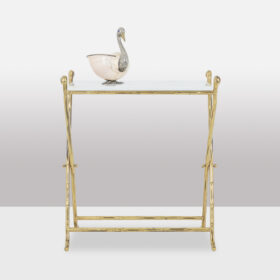 Maison Jansen Gilded Brass and White Marble Console Table, 1970s