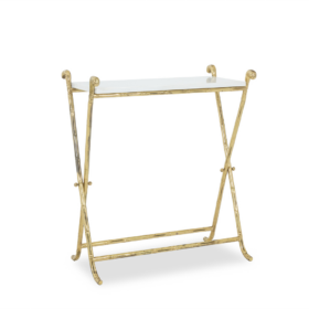 Maison Jansen Gilded Brass and White Marble Console Table, 1970s