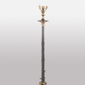 Restoration Style Floor Lamp in Bronze with Two Patinas, Circa 1900