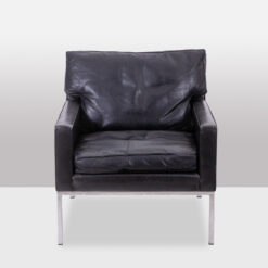 Pair Armchairs Black Leather - Front - Styylish