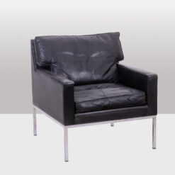 Pair Armchairs Black Leather - Side - Styylish