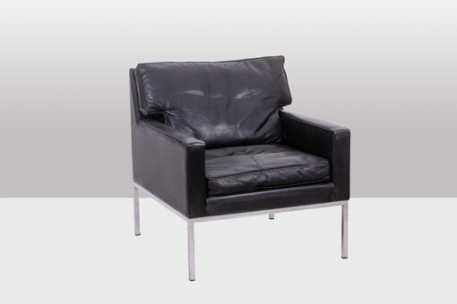 Pair Armchairs Black Leather - Side - Styylish