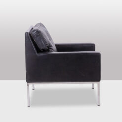 Pair Armchairs Black Leather - Side Profile - Styylish