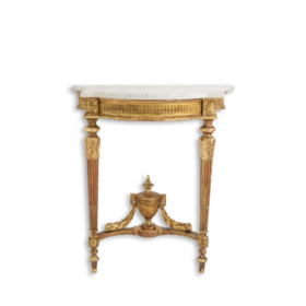 Console in Gilded and Carved Wood, Marble Top, Circa 1880