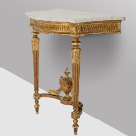 Console in Gilded and Carved Wood, Marble Top, Circa 1880