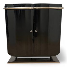 Art Deco Bar-Sideboard, Black Lacquer and Chrome, France circa 1930