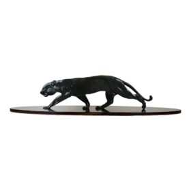 Art Deco Panther Sculpture, Solid Bronze, France circa 1930