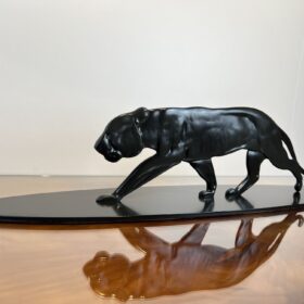 Art Deco Panther Sculpture, Solid Bronze, France circa 1930