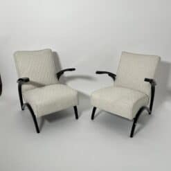 Alternative view of Pair of Art Deco Lounge Chairs by J. Halabala, Black Laquer, Czechia circa 1930