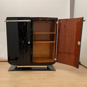 Art Deco Bar-Sideboard, Black Lacquer and Chrome, France circa 1930