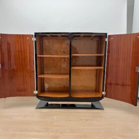 Art Deco Bar-Sideboard, Black Lacquer and Chrome, France circa 1930