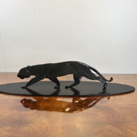 Art Deco Panther Sculpture, Solid Bronze, France circa 1930