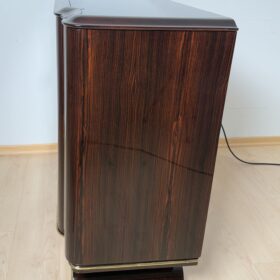 Art Deco Vitrine Sideboard, Macassar Ebony, Maple, Brass, Glass, Paris circa 1930