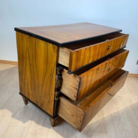 Empire Commode, Walnut Veneered with Caryatids, Austria, Vienna circa 1810/15