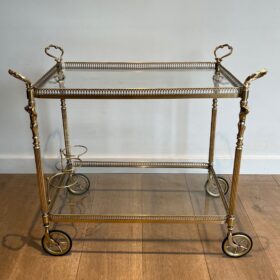 Neoclassical Brass Bar Cart with Caryatides, Style of Maison Jansen